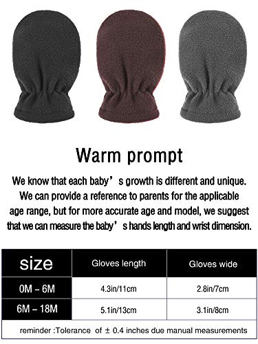 Image of SATINIOR 3 Pairs Baby and Toddler Winter Mittens Kids Fleece Warm Mittens for Baby Boy & Girl