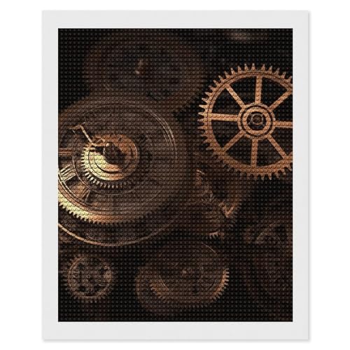 Kit peinture au diamant bronze 5D avec strass ronds et outils de broderie DIY 40x50 cm