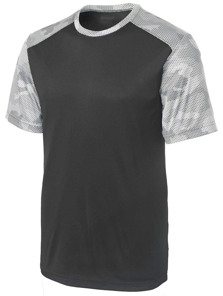 DRIEQUIP Mens CamoHex Athletic Shirt-M-IronGrey/White