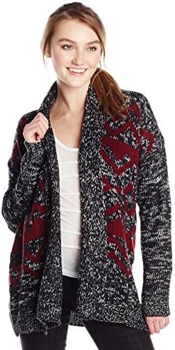 Angie Juniors Tribal Design Open Front Long Sleeve Cardigan