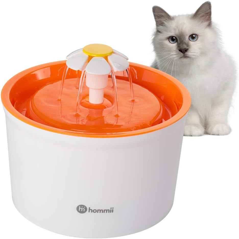 Hommii Pet Drinking Water Fountain, 1.6 Liters Flower Style Designed Pet Fountain with Super Quiet Pump and Replaceable Filter,…