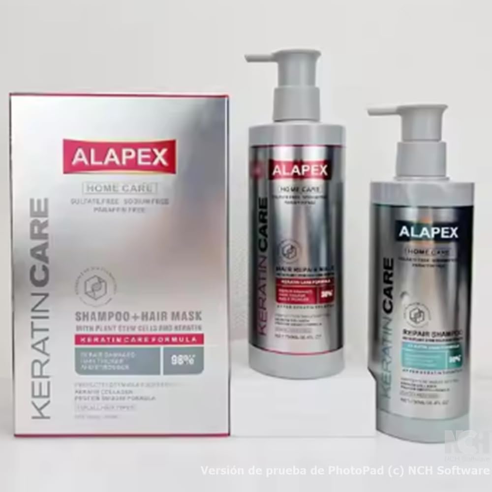 Tratamiento Keratina REPARADOR Champu Keratina + Mascarilla Capilar con Celulas MADRE Vegetales, Formula de Proteina de COLAGENO con QUERATINA para Alisar. SIN Sulfatos ni Sodio ni Parafina