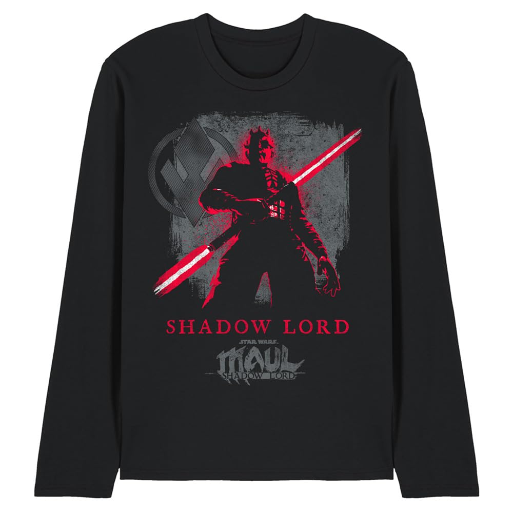 Star Wars Men's Black Maul Shadow Lord Dark Side Sith Long Sleeve T Shir in Size XL, Sports Direct