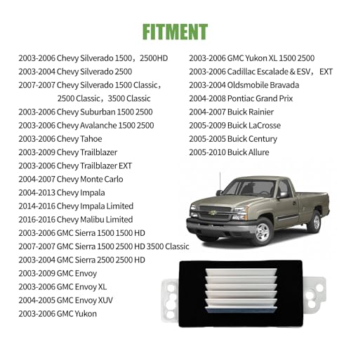 Image of HVAC Blower Motor Resistor Complete Kit with Harness Compatible with Chevy Silverado Tahoe Suburban Trailblazer, GMC Sierra Yukon XL, Buick Allure Replaces 15-81773 89018778 89019351 19260762 RU-631