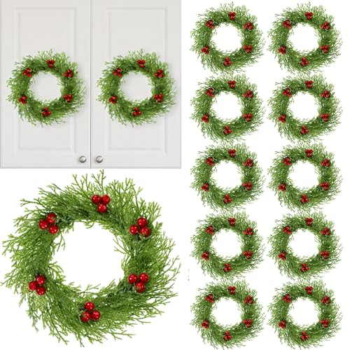 Knitgrip 14 Pcs Small Christmas Wreaths with Red...