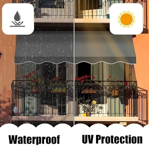 Wasserdichtes, reißfestes Ersatzgewebe für Markisen – Sonnenschutz-Markisenzubehör mit Lenkrad – 2,4 x 2 m, Outdoor-Material