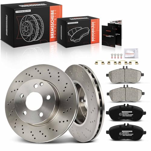 Frankberg Bremsensatz inkl. 2x Bremsscheiben + 4x Bremsbeläge Vorne Kompatibel mit C-Klasse T-Model S204 C-Klasse Coupe C204 C-Klasse W204 Replace# A0004200305