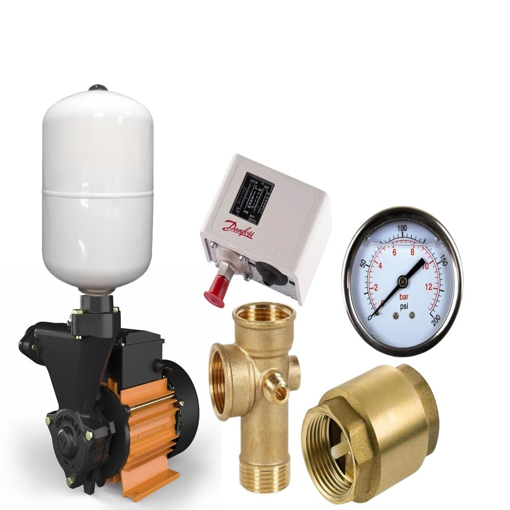 kirloskar Anisa 1 hp Water Pump with Pressure Boosting 24 Liter Tank with Accessories Single Phase NRV, 5-Way Connector, Danfoss Switch, Pressure Gunge, Head Range up to 30 Meter (B0C1P217RV) Amazon Price History, Amazon Price Tracker