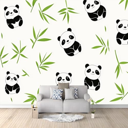 Papier peint intissé pandas rouges 350x256 cm pour bureau