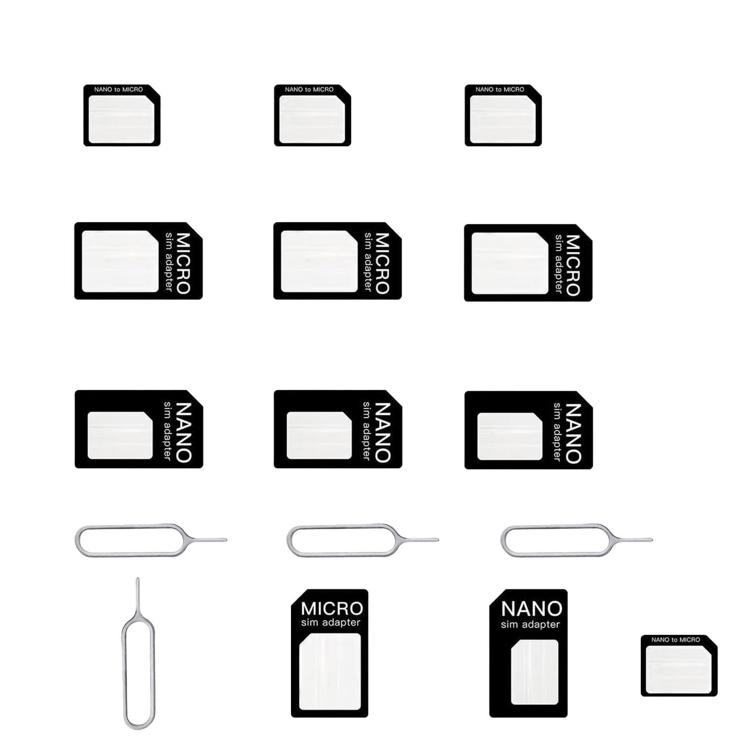leersao4 in 1 Nano SIM Card Adapter, 4 Sets Nano SIM Adapter, SIM Card Adapter with SIM Eject Pin, Compatible with Smartphone