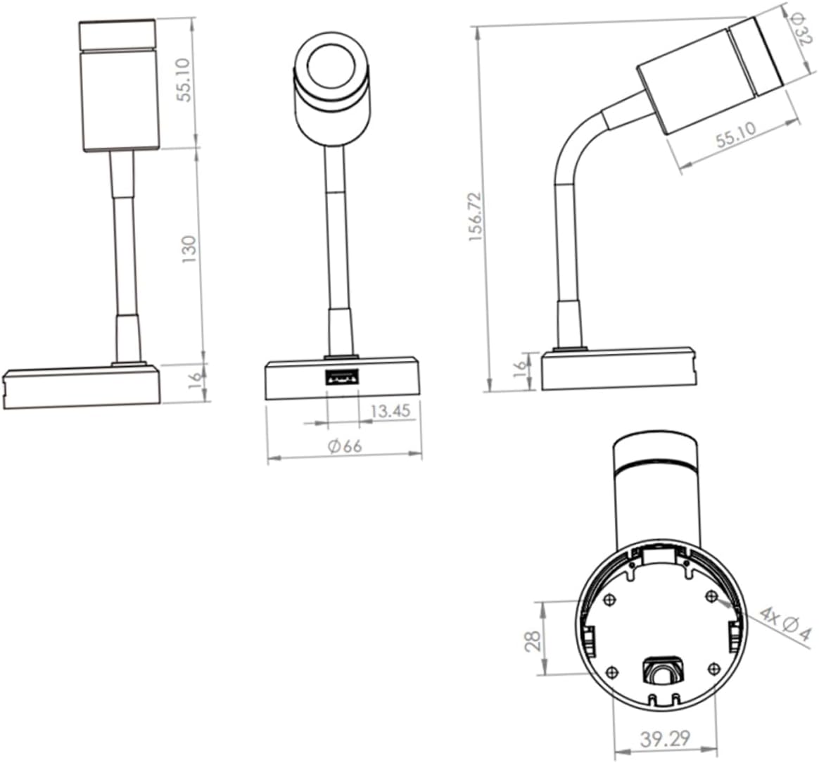 DOITOOL 30v Multifunctional Light for Rv Led Reading Light USB Charging Eye-Care Silver Lamp