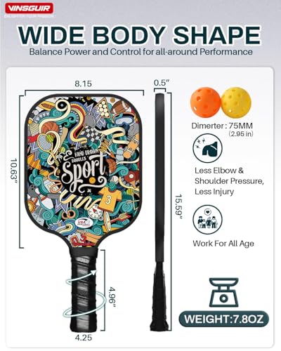 Image of Pickleball Paddles Set of 2 or 4, USAPA Approved Pickleball Paddles Set with 4 Pickle Balls and Carry Bag, Fiberglass Rackets 2 Pack Gifts for Beginners&Pros (Doodle)