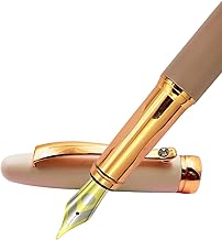 PLUSPOINT Luxury Metal Body Fountain Pen Mat Finish with Rose Gold Studded stone Clip, Iridium Nib, Rose Gold Trims, Include Ink Converter Gift Set for Men & Women, Executives