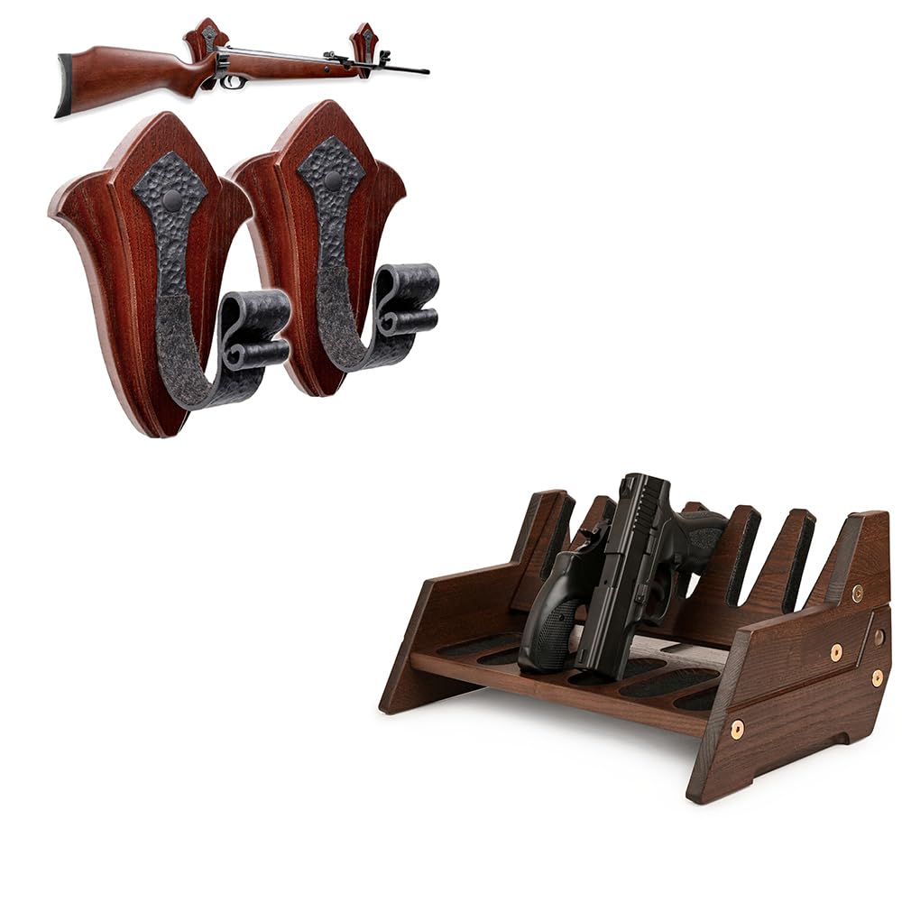Amazon.com: TESLYAR Tulip Rack Wall Mount in Brown & Wood Pistol Rack 6 ...