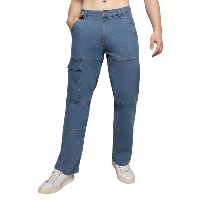 Image of CAHOOT Men's Denim Jeans for Casual Wear | Medium-Wash | Regular Fit | 5 Pockets | Button Closure | Denim Jeans Crafted with Comfort Fit for Casual Wear