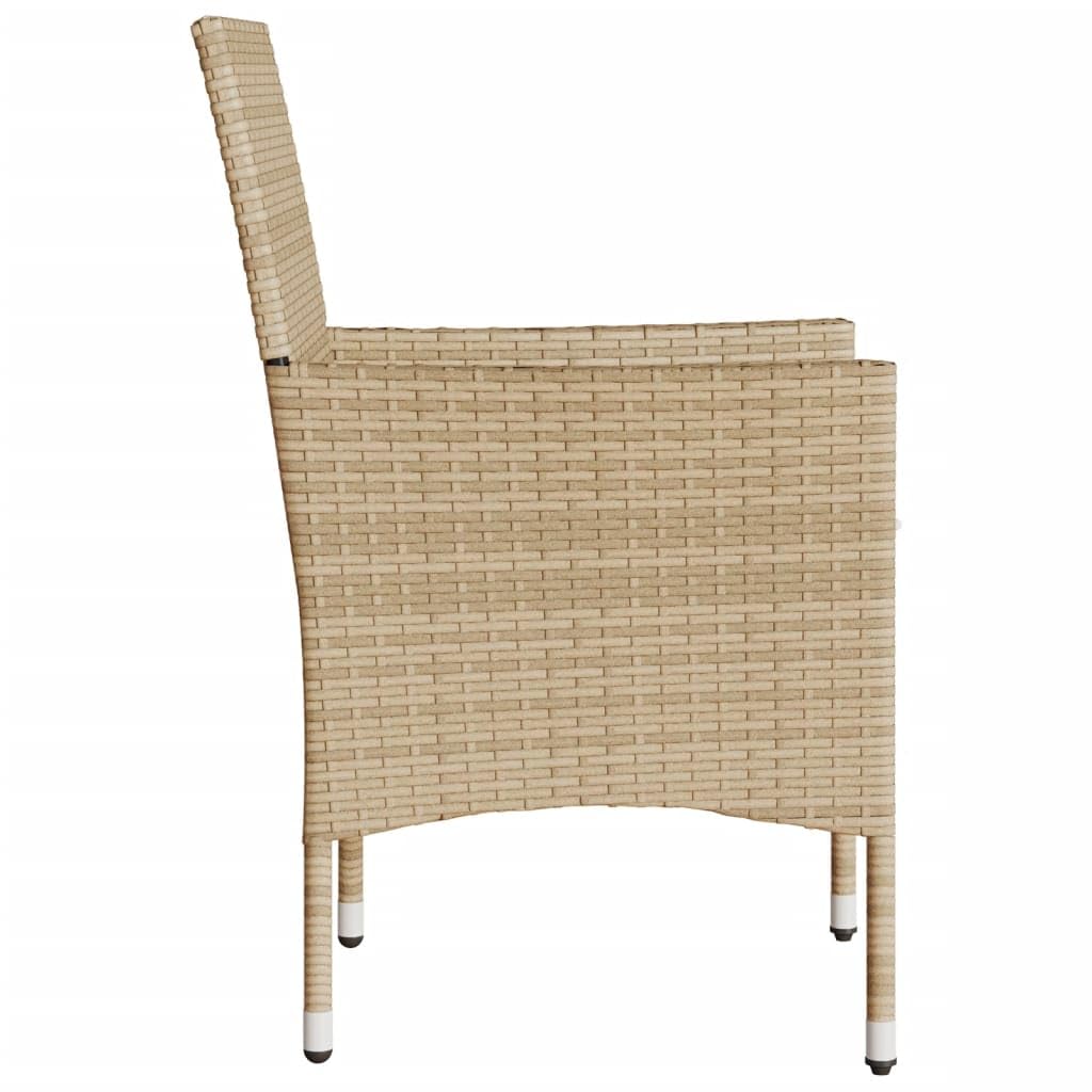 vidaXL Gartenstühle 2 STK., Gartenstuhl mit Kissen, Stuhlset Stuhl Sessel für Garten Terrasse Balkon, Essstuhl Gartensessel, Beige Poly Rattan