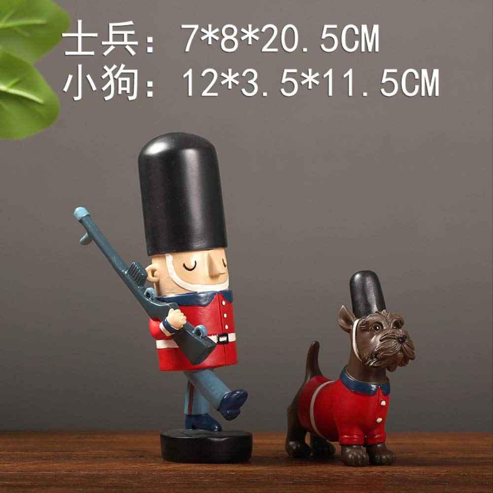 Statue Skulptur Figur Heimdeko Akzente, Soldat Hund Harz Statue Weihnachten Nordische Statuen zur Dekoration Hund Skulptur Büro Figur Neuheit Geschenk