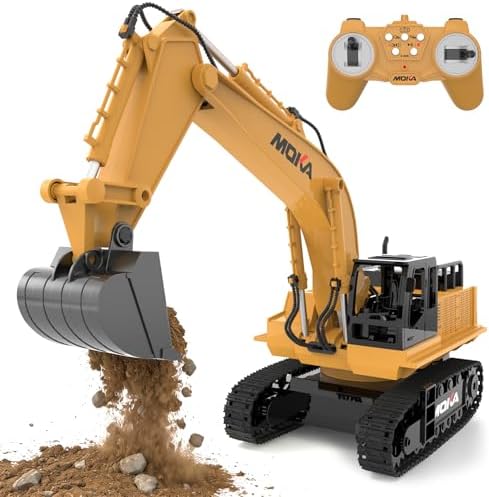 Remote Control Excavator Toy Metal Shovel with Lights Sounds & 680° Rotation, 2400mAh Batteries,120Mins (Max) Runtime 11 Channel rc Excavator Toy for Birthdays & Christmas, STEM gift toys 4-7 8-11