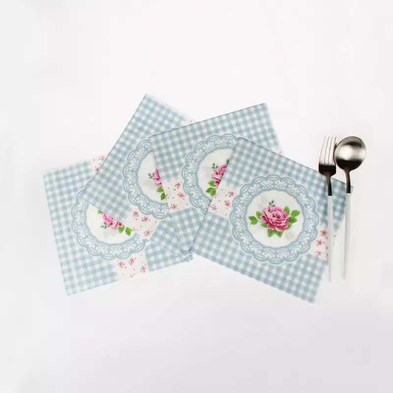 Servilletas Decoupage Geometría Rosa Azul Servilletas Papel Decoradas Cocktail Desechables Cumpleaños 2 Capas Toilet Paper Towels Baño para Bodas,Fiesta en el Jardín Mesa Deco 30 Paquetes(33x33cm）