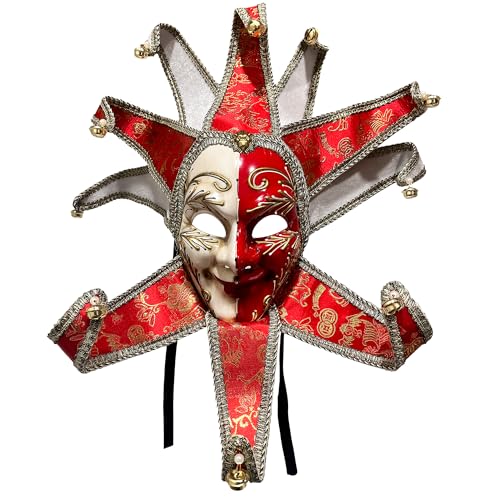 Wildarms Venetian Jester Mask Masquerade Vintage Full Face Masks for Halloween Wall Decorative Art Collection Mask
