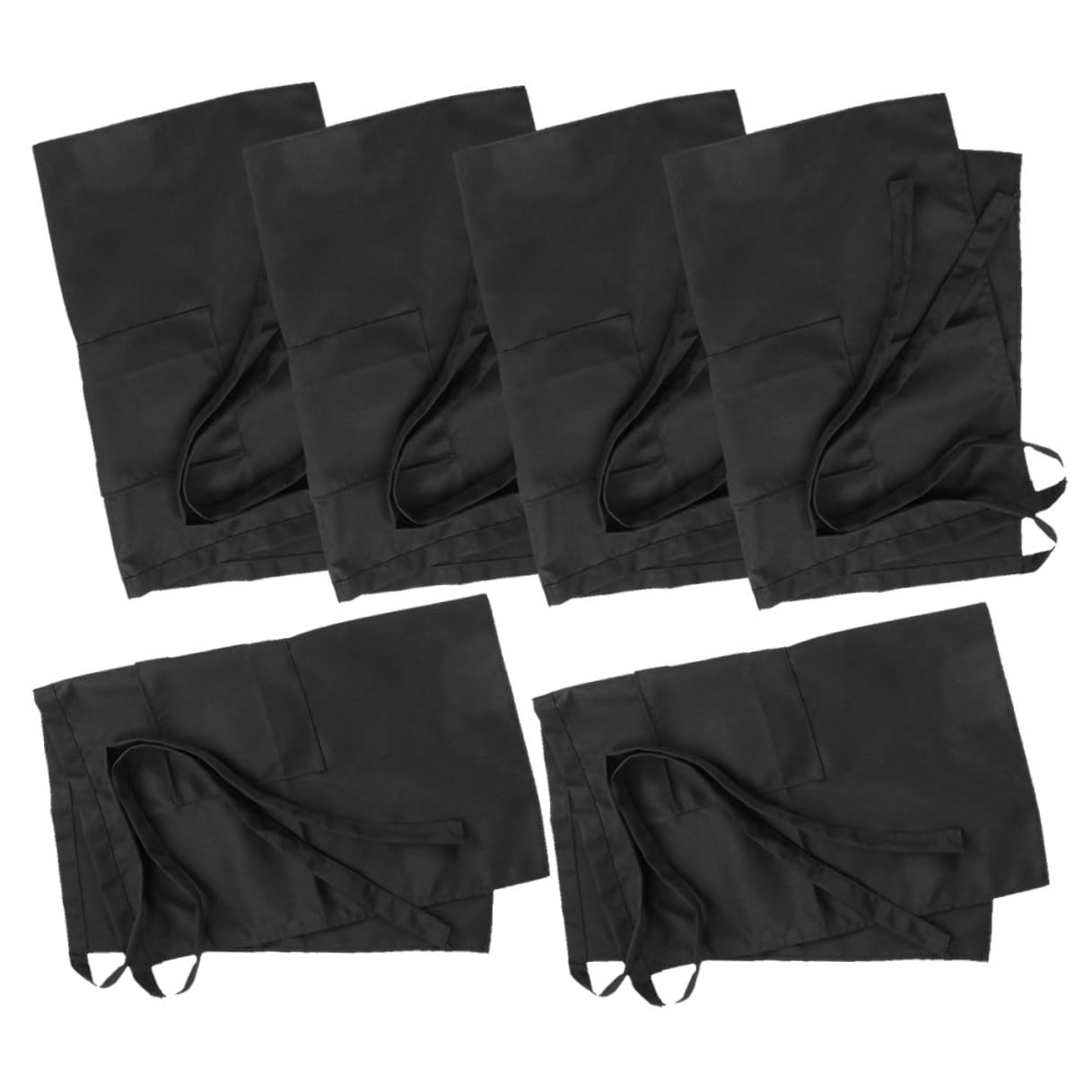 NUOBESTY 6 piezas Delantales de Cintura Cortos Negros con Bolsillos para Cocina Barbacoa y Servicio para Hombres y Mujeres Cocineros y