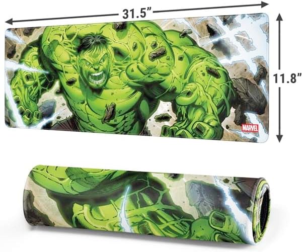 Skinit Large Gaming Mouse Pad - Officially Licensed Hulk Green Goliath Design with Stitched Edges, Waterproof, Non-Slip Rubber Base, Desk Mat for Keyboard & Mouse, 31.5" x 11.8" inches