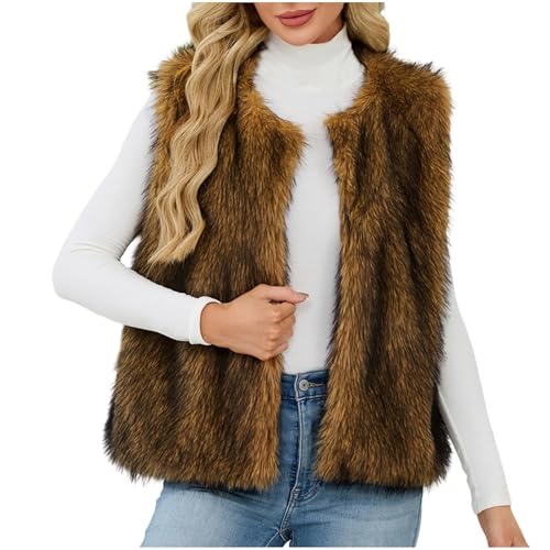 Gilet fausse fourrure femme sans manches manteau polaire chaud veste sans manche mi-saison