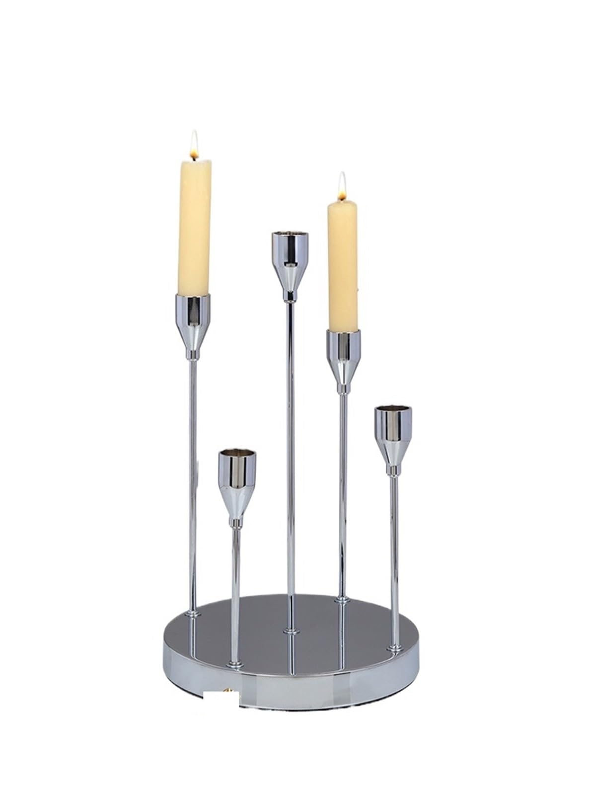 Candle Holder Candelabro de Hierro, Sencillo y Elegante, Ideal for Uso doméstico en restaurantes, Que CREA un Ambiente romántico sin Velas(Silver)