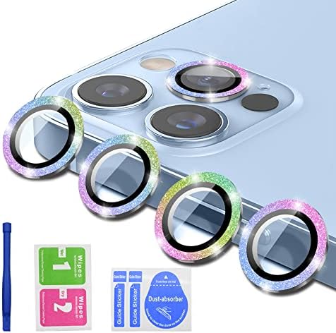 4 PCS Lens Camera Protector for iPhone 14/iPhone 14 Plus, Anti Scratch HD Tempered Glass Camera Screen Protector Shockproof Metal Individual Ring for iPhone 14 /iPhone 14 Plus, Black