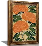 Vintage Gold Framed Flowers Canvas Wall Art Colorful Flower Prints Sketch Middle Ages Wall Decor Abstract...