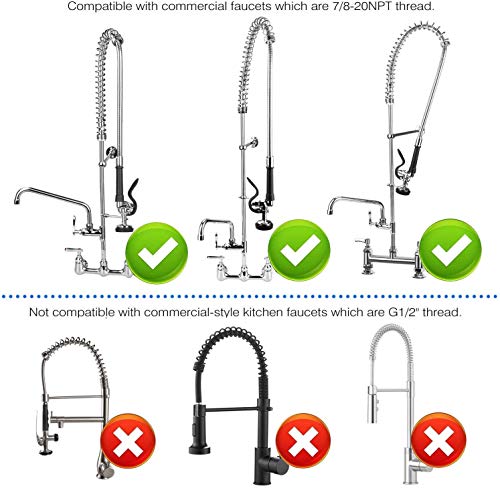 COOLWEST Pre-Rinse Hose with Spray Valve 44 Inch Flexible Stainless Hose with Sprayer Nozzle Head Replacement Kit for Commercial Kitchen Sink Faucet(Free Brass Adapter to Connect Add-on Swivel Spout) - Thumbnail 7