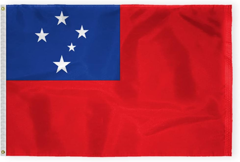 AGAS Samoa Flag 2x3 ft Nylon Fabric Double Stitched Canvas Header Brass Grommets Fade Resistant & Vivid Colors Tough Samoan Banner
