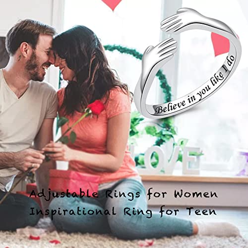 925 Sterling Silver Hug Rings for Women Silver Hugging Ring Jewelry Rings Always My Daughter Forever My Friend Ring for Teen4