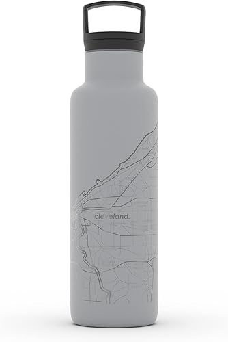 Miniatura 252 de Well Told Botella de agua aislada con mapa de Washington DC grabado, botella de acero inoxidable grabada (21 onzas, blanco) botella aislada de mapa
