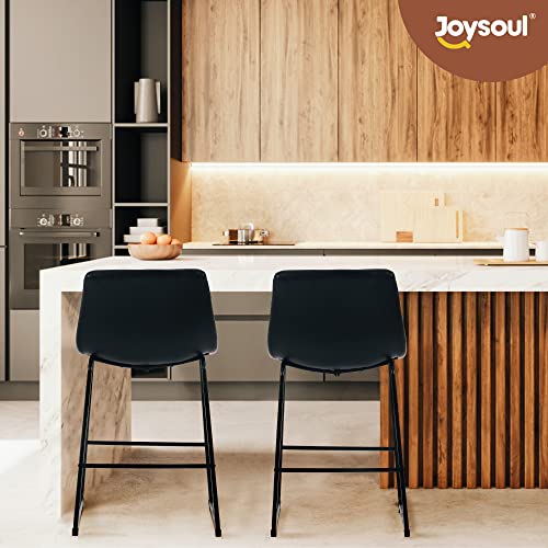 Joysoul 26'' Counter Height Bar Stools Modern Industrial Barstool Counter Hight Chair Pu Faux Leather Bar Chairs For Kitchen Island And Dining Room (Set Of 2, Black) #TOP5