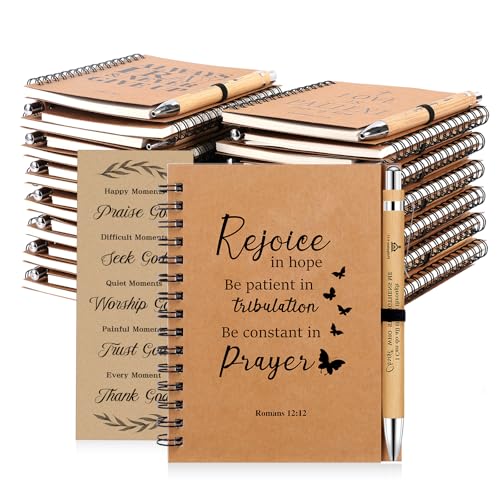 NEOACT Christian Gifts Bulk,30 Pcs/10 Set Inspirational Spiral Notebook with Bible Ballpoint Pen and Christian Bookmark,Prayer Journal Christmas Gifts for Teachers Staffs Colleagues Pastor Church Members & Families