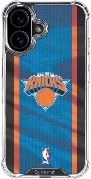 Skinit Clear Phone Case Compatible with iPhone 16 - Officially Licensed NBA New York Knicks Canvas Design
