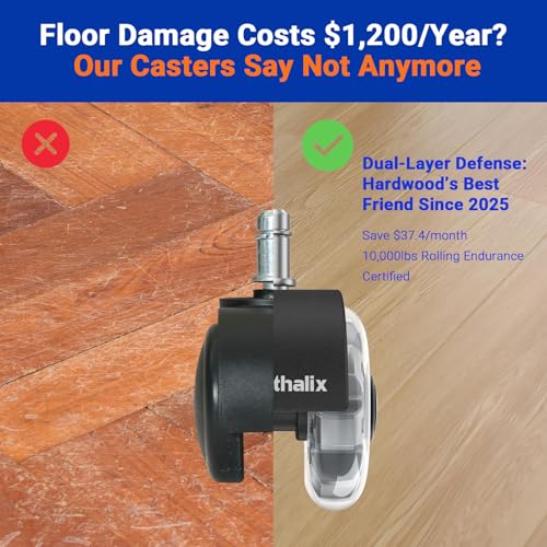 2.5" Office Chair Wheels Set of 5 - Desk Chair Caster Wheels, Smooth & Quiet, Universal Fit for Most Office/Desk/Gaming Chairs, Safe on Hardwood Floors & Carpets