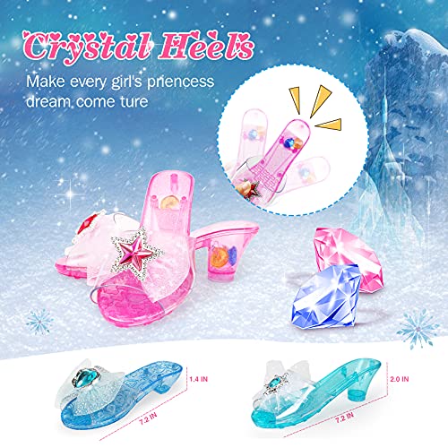 AMOSTING Princess Dress Up Jewelry Toy Heels for Little Girl,Pretend Play Costume Toys with Frozen Hand Bag for Toddler… - Image 5