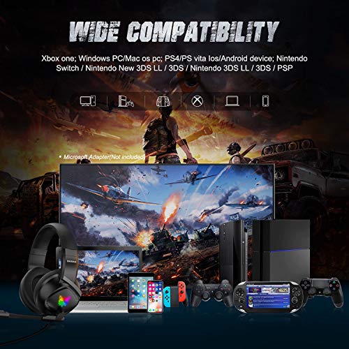 ONIKUMA Fone de ouvido para jogos PS4 com cancelamento de ruído com microfone retrátil para Xbox One