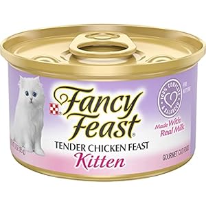 Purina Fancy Feast Grain Free Pate Wet Kitten Food, Tender Chicken Feast – (24) 3 oz. Cans