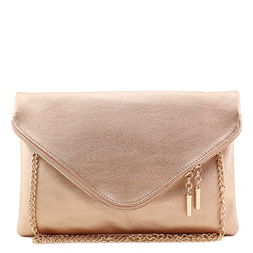 FashionPuzzle Large Envelope Clutch Bag with Chain Strap