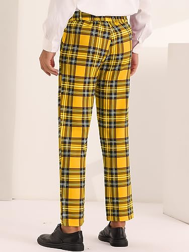 Lars Amadeus Plaid Dress Pants for Men's Slim Fit Straight Leg Formal Tartan Pattern Pants3
