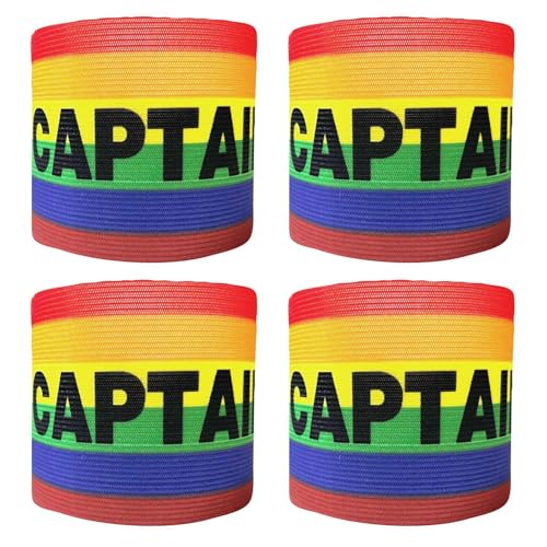 EHDWXVZM 4 fasce da capitano, cravatte da capitano a righe arcobaleno, bracciali da gioco 