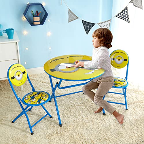 Image of Minions 3 Piece Foldable Round Table and Chair Set, Ages 3+