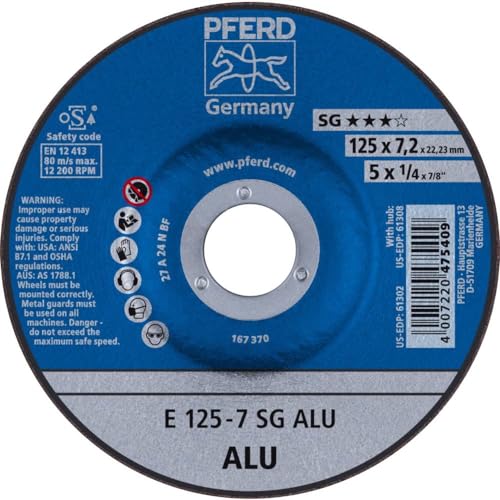 Pferd E1257A24NSGALU A24NSG Reinforced Grinding Wheel, Multi-Colour, 125 x 7.2 mm