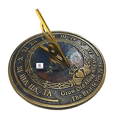 Nautical-Mart Garden Sundial Grow Old with Me -The Best is Yet, to be (Brass Antique), Unique Wedding Gift Idea for Parents, Grandparents, Friends, Couples, Anniversary Sundial Gift