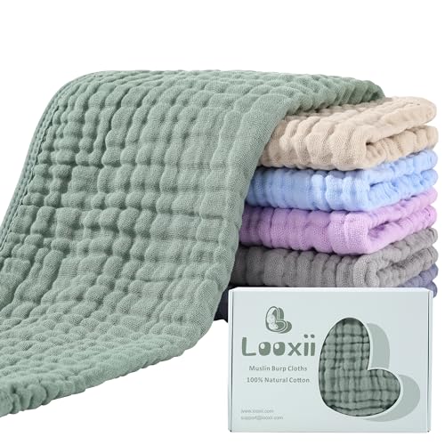 Looxii Mullwindeln Baby Spucktücher 6er Set Mulltücher 27x47 cm...