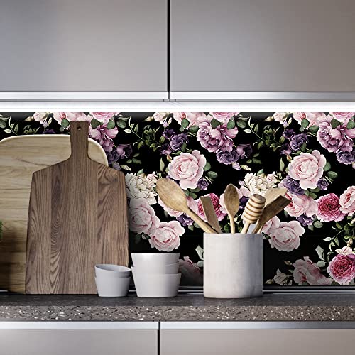 Papier peint pivoine violette pour salon et chambre vintage chic 44x600 cm