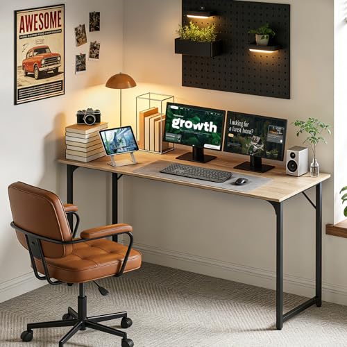 Image of BestOffice Computer Desk,Home Office Desk, Modern Simple Style for Home Office Study Writing (Nature, 55 Inch)